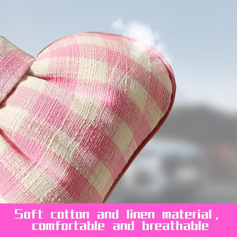 Bittwee Bow Car Headrest Pillow, Breathable Memory Foam Vehicle Neck Pillow with Adjustable Strap, Ergonomic Auto Neck Support Cushion for Pain Pressure Relief, Universal for Most Cars (Pink/Grid) - Image 4